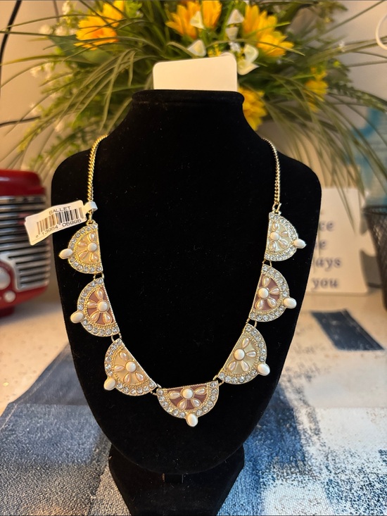 BALLET Jewelry - Gold-Tone Pearl & Crystal Semi-Circle Necklace